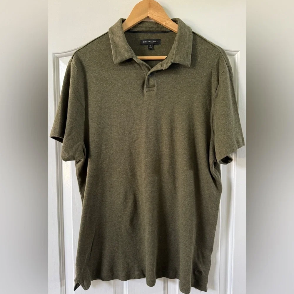 EUC Banana Republic Luxe Cotton Polo 🫶 Olive Green | Size XL | Super Soft